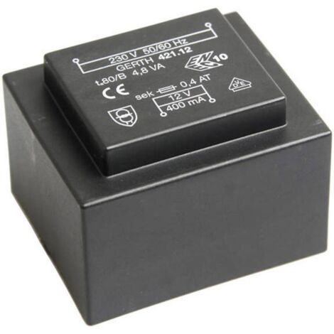 Gerth PT422402 Transformateur pour circuits imprimés 1 x 230 V 2 x 12 V/AC 4.80 VA 200 mA V050701 (1/3)