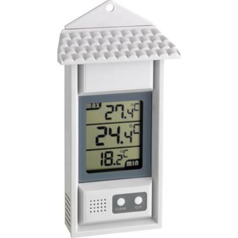 Thermomètre numérique intérieur/extérieur – Plage de mesure -20 à +70 °C – Affichage clair – Mémoire max/min – Dimensions 150x80x29mm – Tfa Dostmann