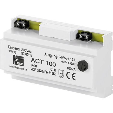 BLOCK ACT 100 Transformateur de sécurité 1 x 230 V/AC 1 x 24 V/AC 100 VA 4.16 A (1/2)