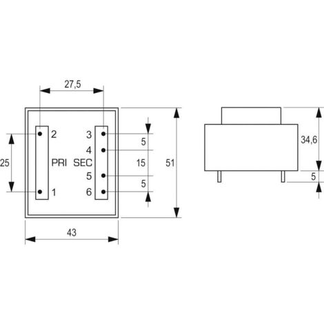 Gerth PT200601 Transformateur Pour Circuits Imprimés 1 X 230 V 1 X 6 V Ac 050 Va 83 Ma 1 Pcs 4271378