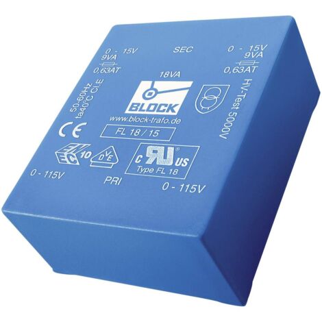 BLOCK FL 30/12 Transformateur pour circuits imprimés 2 x 115 V 2 x 12 V/AC 30 VA 1.25 A D97326 (1/3)