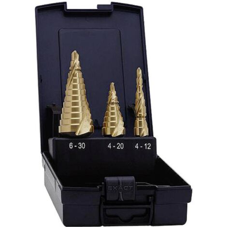 Jeu de forets étagés HSS Exact 07014 4 - 12 mm, 4 - 20 mm, 6 - 30 mm TiN 1 set - 3 pièces C93202 (1/3)