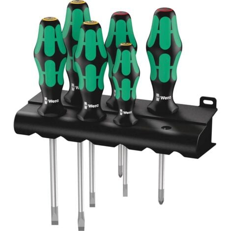 Wera 334/6 pour l'atelier Jeu de tournevis 6 pièces vis à fente, cruciforme Phillips