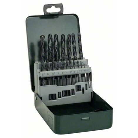 Bosch Outillages 2607019435 HSS Jeu de forets pour le metal 19 pieces lamine au rouleau DIN 338 tige cylindrique 1 set
