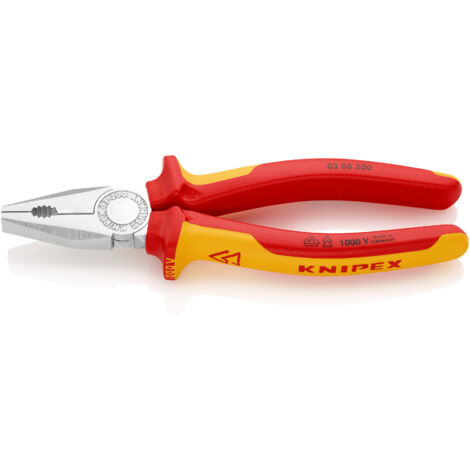 KNIPEX 03 06 200 Pince universelle isolées par gaines bi-matière, certifiées VDE chromée 200 mm