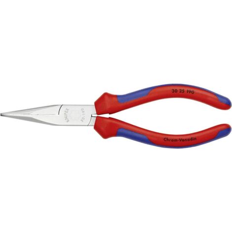 Knipex 30 25 190 pour l'atelier Pince plate à becs ronds droite Acier magnétique Chrome-Vanadium 190 mm