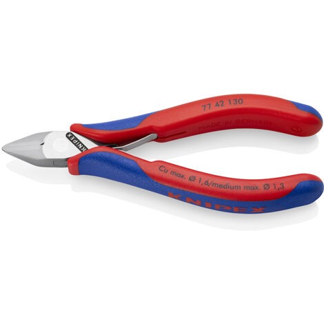 KNIPEX 77 42 130 Pince coupante de côté pour l'électronique avec charnière entrepassée avec poignées multimatières 130 mm