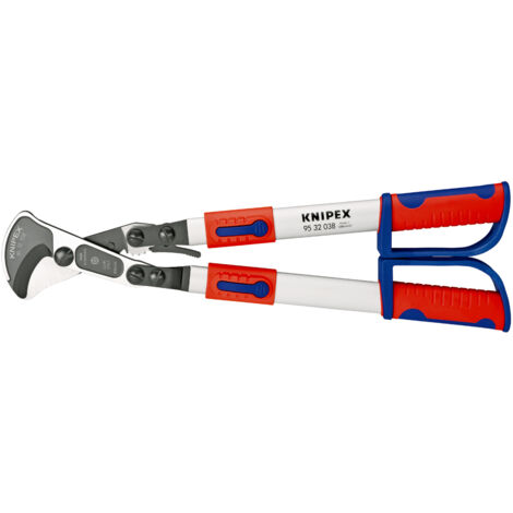KNIPEX 95 32 038 Coupe-câbles à cliquet avec bras télescopiques avec poignées multimatières 570 mm