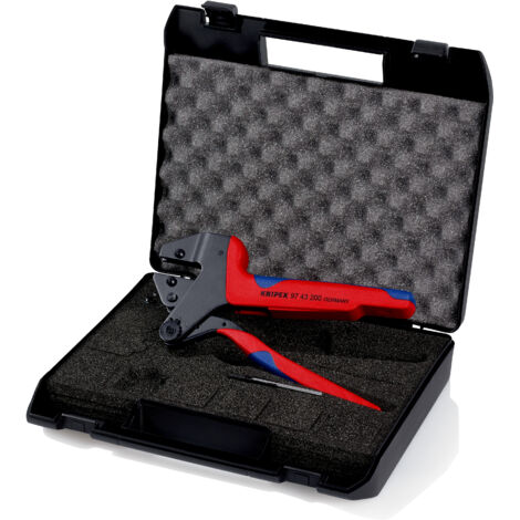 KNIPEX 97 43 200 Pince à sertir universelle pour matrices de sertissage interchangeables avec poignées multimatières brunie 200 mm