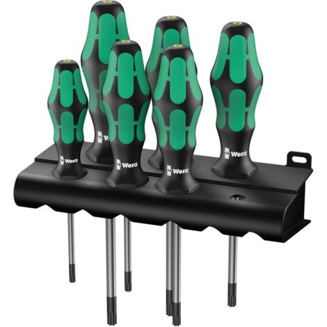 Wera – Kit de 6 tournevis Torx 10-40 – Acier à outils allié – Manche ergonomique Kraftform – Rack de rangement inclus