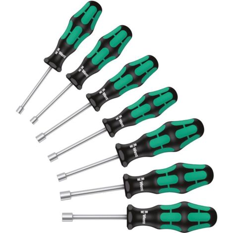 Wera – Jeu de tournevis 7 pièces 6 pans extérieurs – Acier à outils – Manche composite ergonomique – Pour vissages de tiges filetées