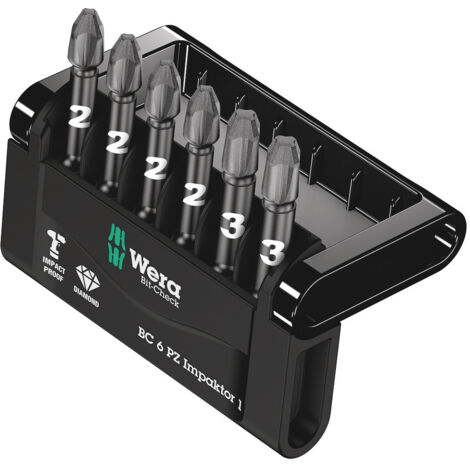 Wera Mini-Check Impaktor 3 05057692001 Jeu d'embouts 6 pièces vis Pozidriv technologie Impactor