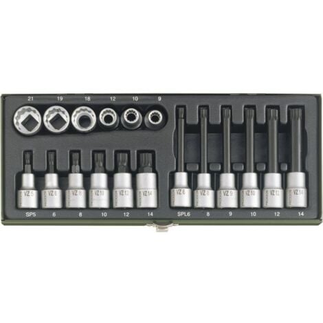 Jeu de douilles-embouts 18 pièces Proxxon Industrial 23 296 Propulseur: 1/2 (12.5 mm) 1 set