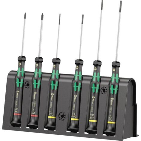Wera – Jeu de tournevis électroniques 6 pièces – Longueur 157 mm – Acier à outils allié – Pour électronique et mécanique de précision