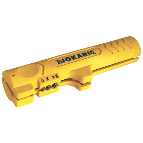 Jokari – Pince à dénuder ergonomique pour câbles ronds et plats – Capacité 0,8 à 2,5 mm² – Ø de dégainage 4 à 13 mm – Acier spécial trempé - C50174