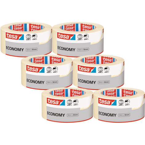 Tesa – Ruban de masquage écologique 50mm x 50m – Adhérence forte pour peinture – Retrait sans résidu jusqu'à 4 jours – Lot de 6 rouleaux (1/3)