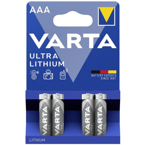 Varta – Lot de 4 piles lithium AAA 1100 mAh – Autodécharge faible – Température de -40 à +60 °C – Non rechargeables
