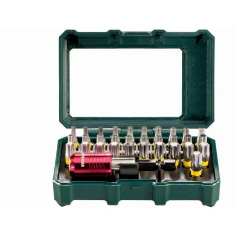 Metabo – Jeu d'embouts 32 pièces 62670900 – Acier chrome-vanadium S2 – Embouts Torx T10 à T40 – Porte-embout magnétique 65 mm (1/8)