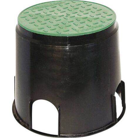 Prise de sol à encastrer 21036 – Plastique noir et vert – Diamètre 168 mm – Supporte jusqu'à 150 kg – Accès facile avec couvercle amovible – Heitronic