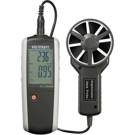 Voltcraft – Anémomètre 0.4 à 30 m/s – Mesure de la vitesse du vent et du débit d'air – Fonction Hold – Écran rétroéclairé