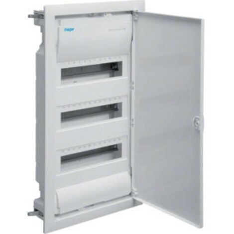 Hager – Tableau équipé à encastrer 3 modules – 12 pôles – Fixation DIN – IP30 pour environnements humides