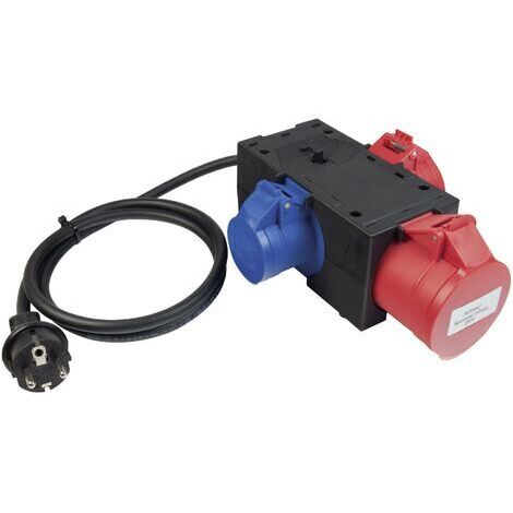 Benning 044147 Adaptateur de mesure Prise mâle + contact de protection - femelle CEE Cara, femelle CEE rouge, bleu (1/3)