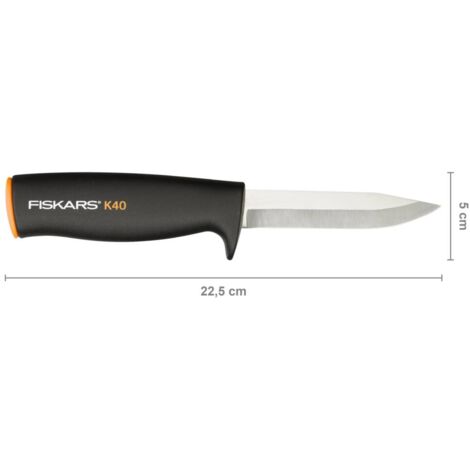 Couteau Universel Fiskars K40 - Lame 10 Cm Acier Inox - Fourreau Ceinture - Outdoor, Jardin, Chasse