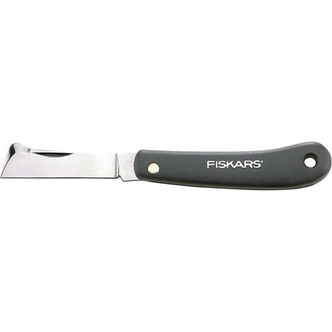 Fiskars – Couteau à écussonner repliable 16,8 cm – Lame en acier au carbone – Pour greffage et bouturage précis – Manche ergonomique en plastique