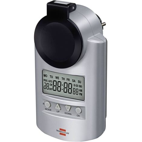 Brennenstuhl – Programmateur hebdomadaire numérique 3680W – Courant 16A – IP44 pour extérieur – 20 programmes personnalisables – Grand écran LCD