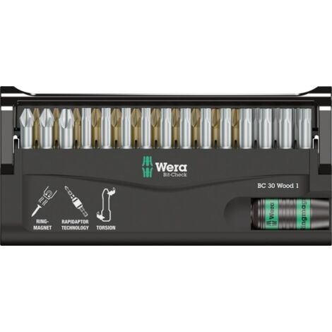 Kit embouts WERA Bit-Check Wood 1 30 pieces avec support universel