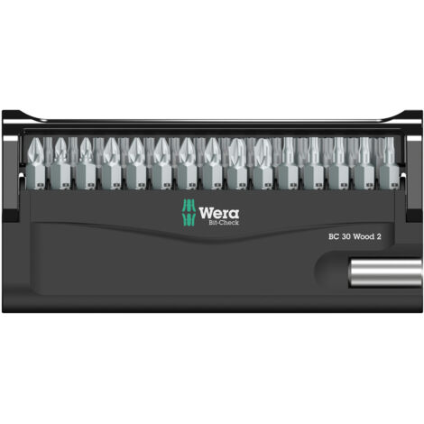 Kit embouts WERA Bit-Check Wood 2 30 pieces avec support universel