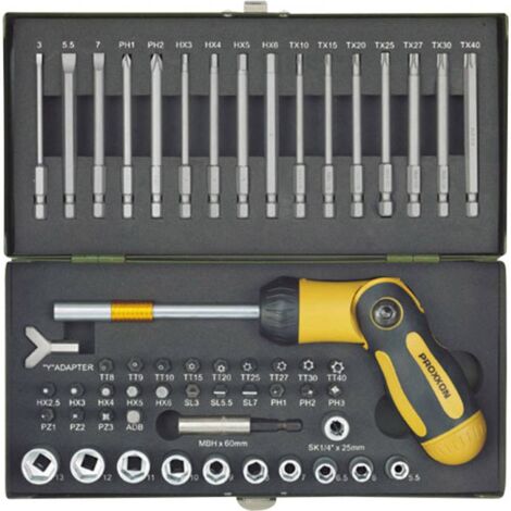 Proxxon Industrial 23104 Jeu d'embouts 54 pièces 6 pans intérieurs (TX), 6 pans intérieurs, vis à fente, vis Pozidriv, (1/2)