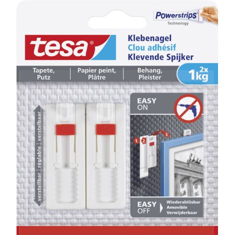 TESA COLLER AGEL POUR PAPIER PEINT ET PLÂTRE, RÉGLABLE, PUISSANCE DE SUPPORT, 2 PIÈCES, 77774-00000-00
