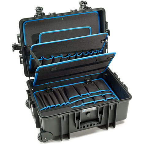 Mallette à outils Jumbo 6700 – Boîte de rangement anti-chocs en polypropylène – 54 pochettes et 94 boucles – Dimensions 609x428x263mm – B & W International Gmbh (1/10)