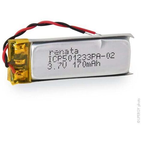 Renata / Swatch Group - Batterie Li-Po 1S1P ICP501233PA + PCM UN38.3 3.7V 175mAh fils (1/4)