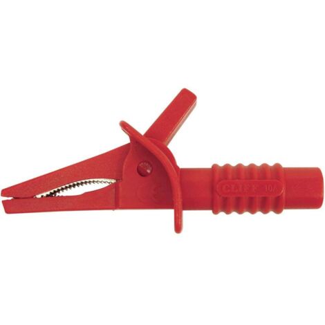 Cliff CRC/01 Pince crocodile de sécurité enfichable 4 mm CAT II 1000 V, CAT III 600 V rouge W70694 (1/2)