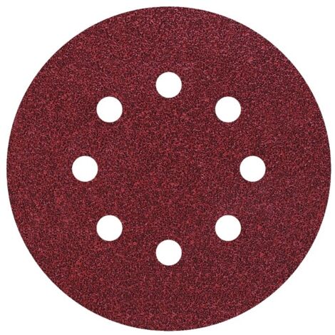 Feuille abrasive pour ponceuse excentrique avec bande auto-agrippante, perforé Wolfcraft 2251100 Grain 120 (Ø) 125 mm 2 (1/4)
