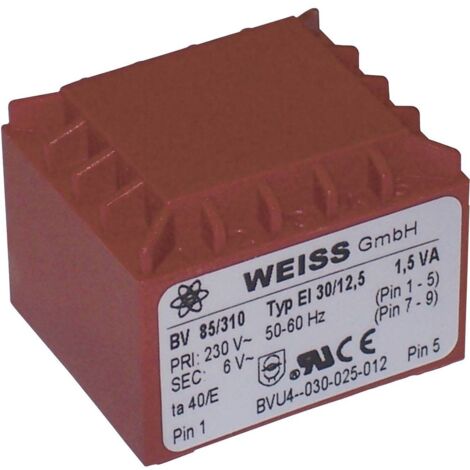 Weiss Elektrotechnik 85/315 Transformateur pour circuits imprimés 1 x 230 V 1 x 24 V/AC 1.50 VA 63 mA S71375 (1/3)