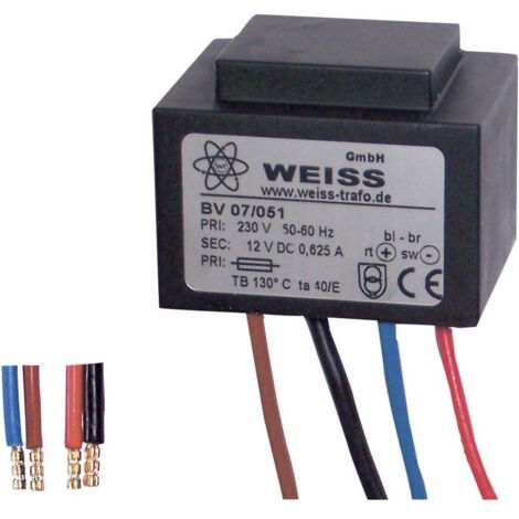 Weiss Elektrotechnik 07/052 Transformateur d'alimentation compact 1 x 230 V 1 x 24 V/DC 7.50 W 312 mA (1/2)