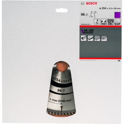 Lame de scie circulaire Bosch MultiMaterial 254x3,2x30 96Z - 2608640451