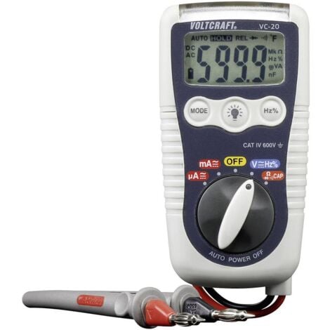VOLTCRAFT VC-20 Multimètre numérique protégé contre les projections d'eau (IP54) CAT IV 600 V Affichage (nombre de poin