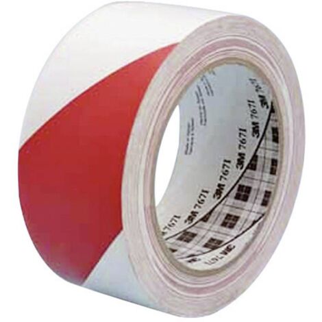 Ruban adhésif PVC souple - Blanc/Rouge 3M SCOTCH Signalétique 767RW50