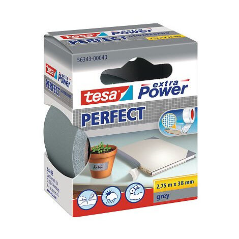 Ruban adhésif toilé tesa® extra Power tesa 56343-00040-03 gris (L x l) 2.75 m x 38 mm caoutchouc 1 pc(s)