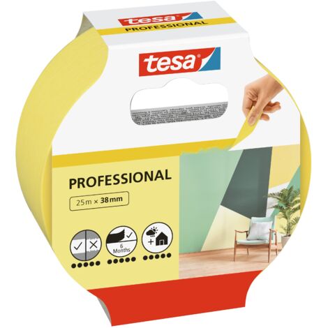 Tesa – Ruban de masquage 562710000001 – Papier washi jaune 25 m x 38 mm – Adhésion sans résidu – Pour surfaces lisses et peinture précise - S11537