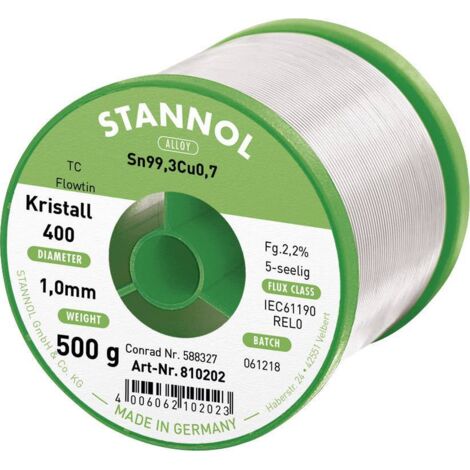 500 g de soudure sans plomb Flowtin TC 1mm Stannol S66254 (1/3)