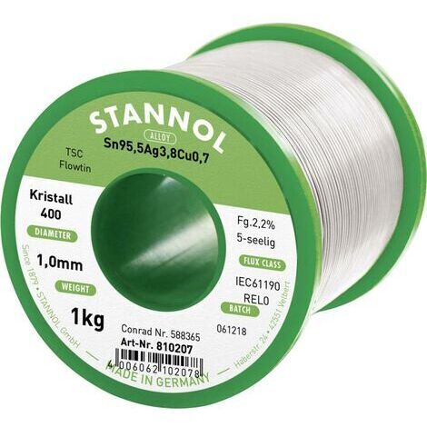 1000 g de soudure sans plomb Flowtin TSC 1mm Stannol S66283 (1/3)