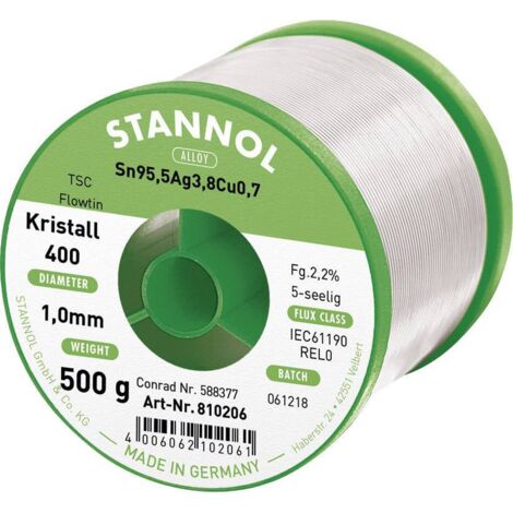 500 g de soudure sans plomb Flowtin TSC 1mm Stannol S66244 (1/4)