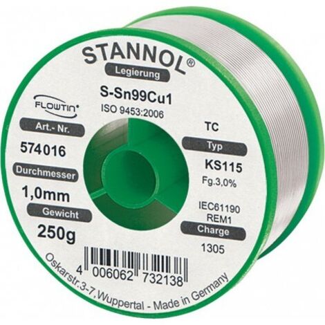 Étain à souder KS115 3,0% 1,0MM 250G Stannol 573255 S66480 (1/3)