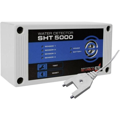 Détecteur d'inondation sur secteur – Alimentation 230V – Montage apparent – Compatible avec 4 capteurs – Alerte sonore 90 dB – Schabus