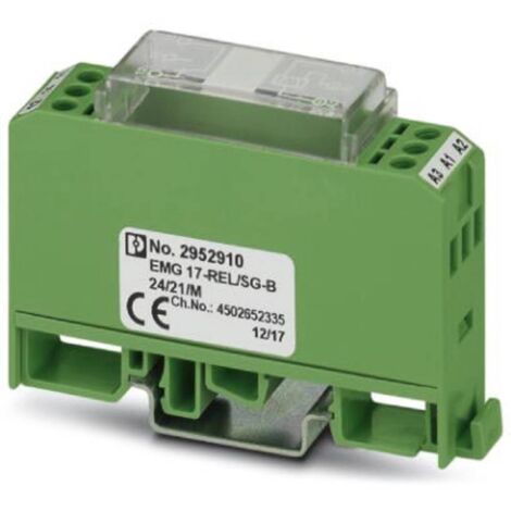Phoenix Contact EMG 17-REL/SG-B 24/21/M Module relais Tension nominale: 24 V/DC Courant de commutation (max.): 6 A 1 inverseur (RT) 1 pc(s) A536912 (1/3)